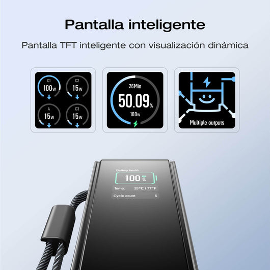 Banco de energía EcoFlow RAPID (25 000 mAh, 170 W, cables integrados y retráctiles de 100 W) Power Bank EcoFlow ES