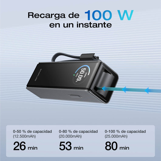 Banco de energía EcoFlow RAPID (25 000 mAh, 170 W, cables integrados y retráctiles de 100 W) Power Bank EcoFlow ES