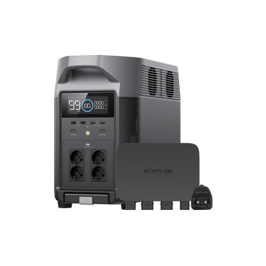 Cargador mediante alternador EcoFlow de 800 W + EcoFlow DELTA Pro + Adaptador para Generador Inteligente  EcoFlow Europe Cargador mediante alternador + DELTA Pro + Adaptador para Generador Inteligente