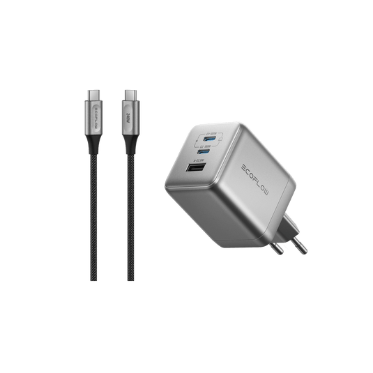 Cargador EcoFlow RAPID Pro (100 W, 3 puertos, GaN) (M7 FREE) Power Bank Accessories EcoFlow ES Caricabatterie RAPID Pro da 100 W + Cavo da USB-C a USB-C da 240 W in nylon