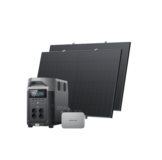 EcoFlow PowerStream Kit solar para balcones 600W/800W - EcoFlow DELTA Pro (3 kWh) BKW Bundle EcoFlow Germany 800W + 2x 400W Panel Solar Rígido (4 x Solar mounting feet) + DELTA Pro (con Cable) 2 x Kit de enganche para balcones 