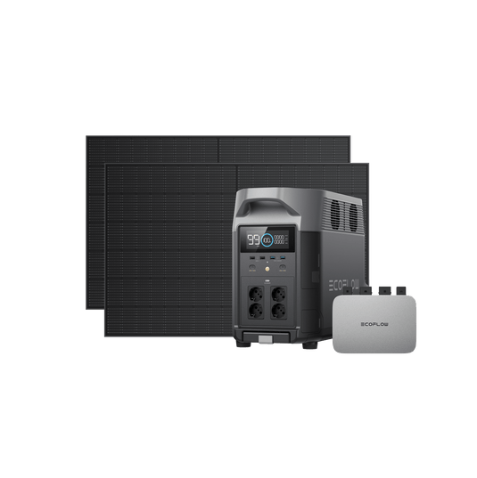 EcoFlow PowerStream Kit solar para balcones 600W/800W - EcoFlow DELTA Pro (3 kWh) BKW Bundle EcoFlow Germany 800W + 2x 400W Panel Solar Rígido (4 x Solar mounting feet) + DELTA Pro (con Cable) / 