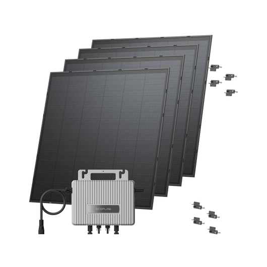 Kit Solar para Fachada Ajustable EcoFlow STREAM BKW II EcoFlow Fachada de 90º (1000 Wp) 4 paneles solares rígidos de 250 W + Microinversor STREAM Soporte - Ligero