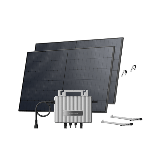 Kit Solar para Balcón EcoFlow STREAM BKW II EcoFlow Balcón con baranda de enrejado (500 Wp) 2 paneles solares rígidos de 520 W + Microinversor STREAM Soporte - Balcón de hormigón