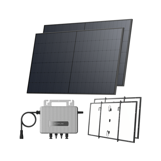 Kit Solar para Balcón EcoFlow STREAM BKW II EcoFlow Balcón con baranda de enrejado (500 Wp) 2 paneles solares rígidos de 520 W + Microinversor STREAM Kit de enganches - Balcón de celosía