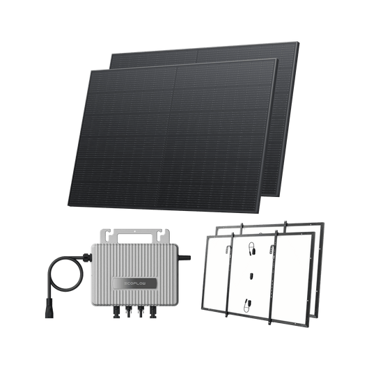Kit Solar para Balcón EcoFlow STREAM BKW II EcoFlow Balcón con baranda de enrejado (800 Wp) 2 paneles solares rígidos de 400 W + Microinversor STREAM Kit de enganches - Balcón de celosía