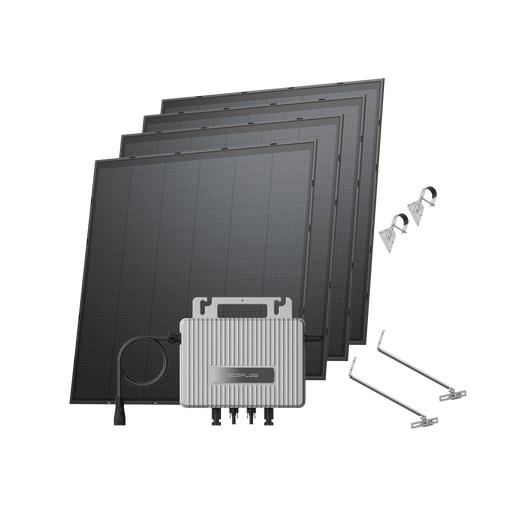 Kit Solar EcoFlow STREAM BKW II EcoFlow Microinversor STREAM + 4 paneles solares rígidos de 250 W Soporte - Balcón ligero
