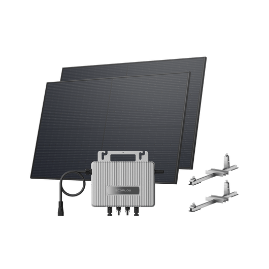 Kit Solar EcoFlow STREAM BKW II EcoFlow Microinversor STREAM + 2 paneles solares rígidos de 450 W Soporte - Jardín