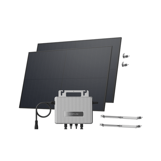 Kit Solar EcoFlow STREAM BKW II EcoFlow Microinversor STREAM + 2 paneles solares rígidos de 450 W Soporte ajustable - Fachada