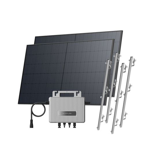 Kit Solar EcoFlow STREAM BKW II EcoFlow Microinversor STREAM + 2 paneles solares rígidos de 520 W Soporte - Tejado plano