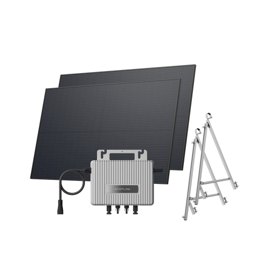 Kit Solar EcoFlow STREAM BKW II EcoFlow Microinversor STREAM + 2 paneles solares rígidos de 450 W Soporte - Balcón semiabierto