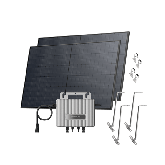 Kit Solar para Jardín/Suelo EcoFlow STREAM BKW II EcoFlow (500 Wp) 2 paneles solares rígidos de 520 W + Microinversor STREAM Soporte - Soporte solar ajustable