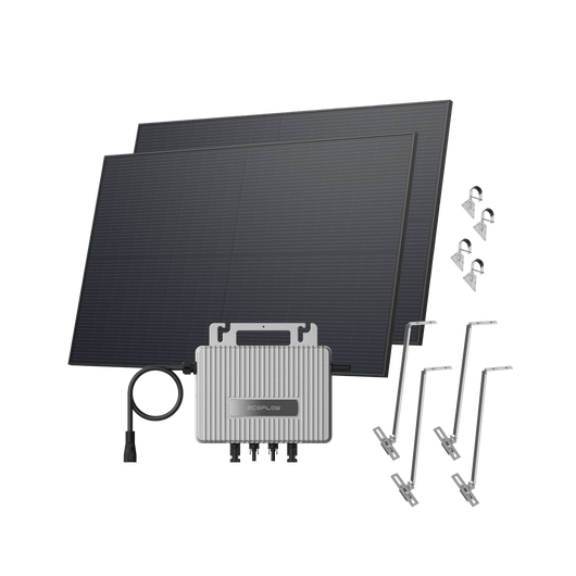 Kit Solar para Jardín/Suelo EcoFlow STREAM BKW II EcoFlow (900 Wp) 2 paneles solares rígidos de 450 W + Microinversor STREAM Soporte - Soporte solar ajustable