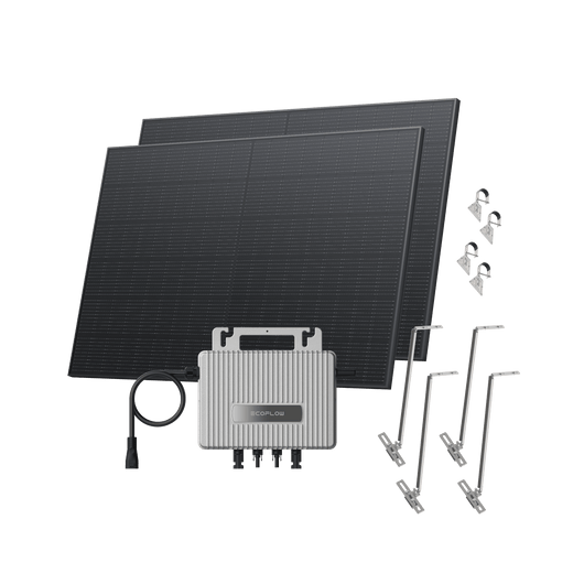 Kit Solar para Jardín/Suelo EcoFlow STREAM BKW II EcoFlow (800 Wp) 2 paneles solares rígidos de 400 W + Microinversor STREAM Soporte - Soporte solar ajustable