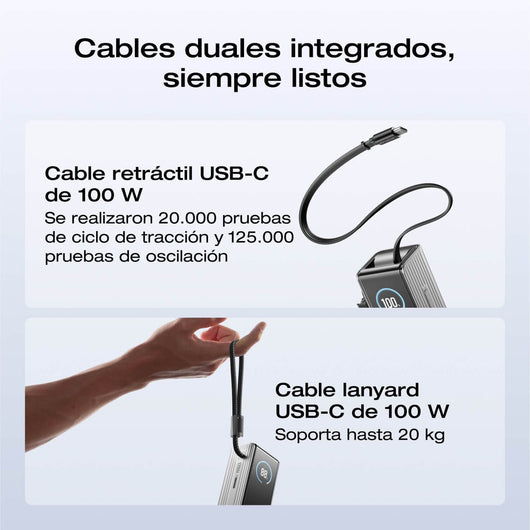 Banco de energía EcoFlow RAPID (25 000 mAh, 170 W, cables integrados y retráctiles de 100 W) Power Bank EcoFlow ES