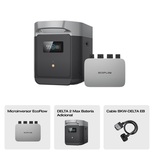 Batería adicional inteligente EcoFlow DELTA 2 Max (reacondicionada) Extra batteries EcoFlow Europe PowerStream 800 W + Batería Adicional Inteligente DELTA 2 Max (reacondicionada)  