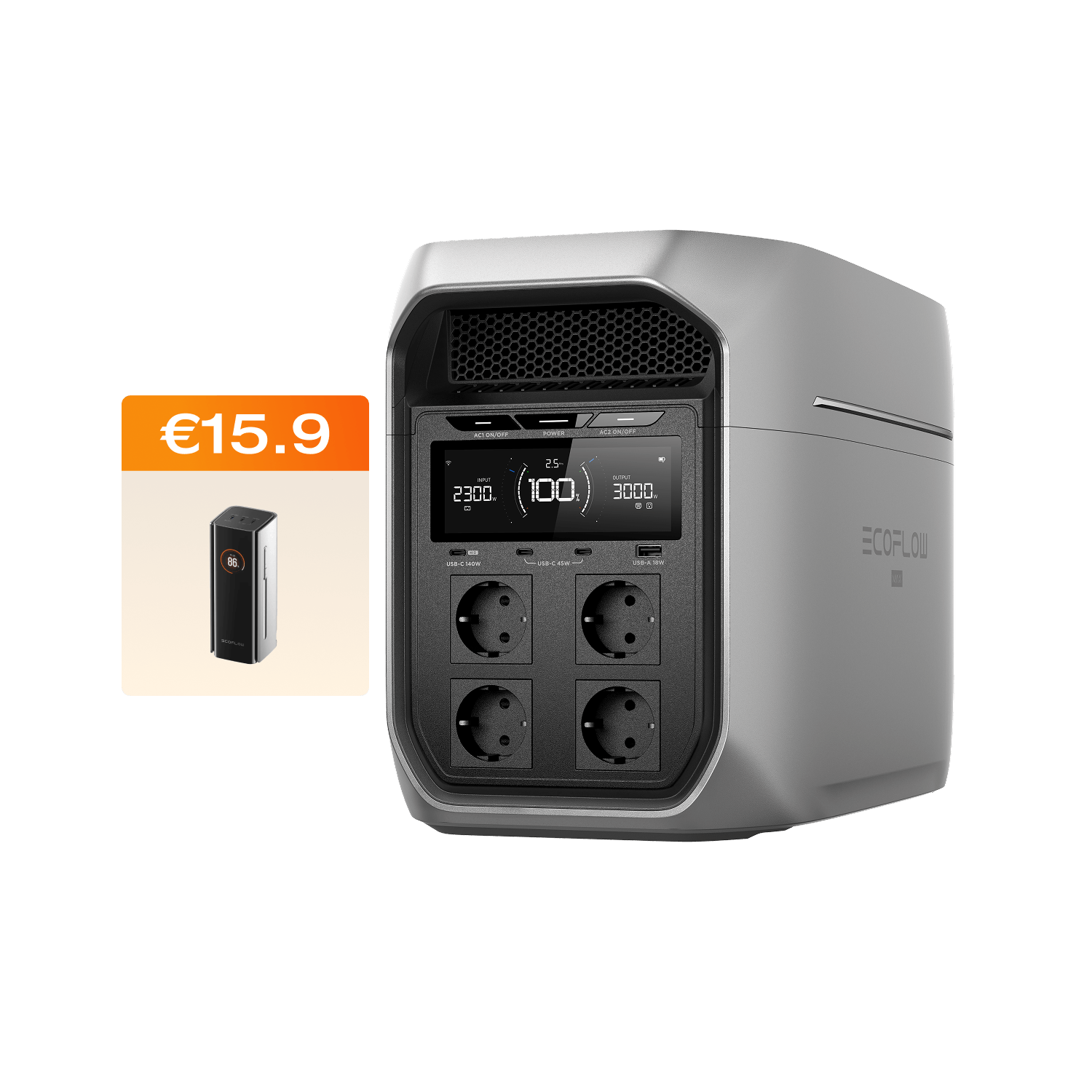 EcoFlow DELTA 3 Max Plus (2048Wh) Portable Power Station EcoFlow ES DELTA 3 Max Plus (2048Wh) RAPID Pro 20 000 mAh