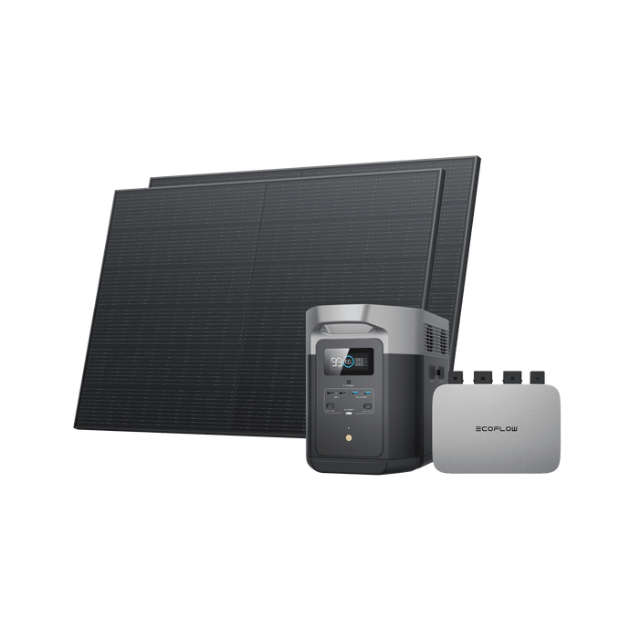 EcoFlow PowerStream Kit solar para balcones 800W - EcoFlow DELTA 2 Max (2 kWh) BKW Bundle EcoFlow Germany 800W + 2x 400W Panel Solar Rígido + DELTA 2 Max(con Cable) / 