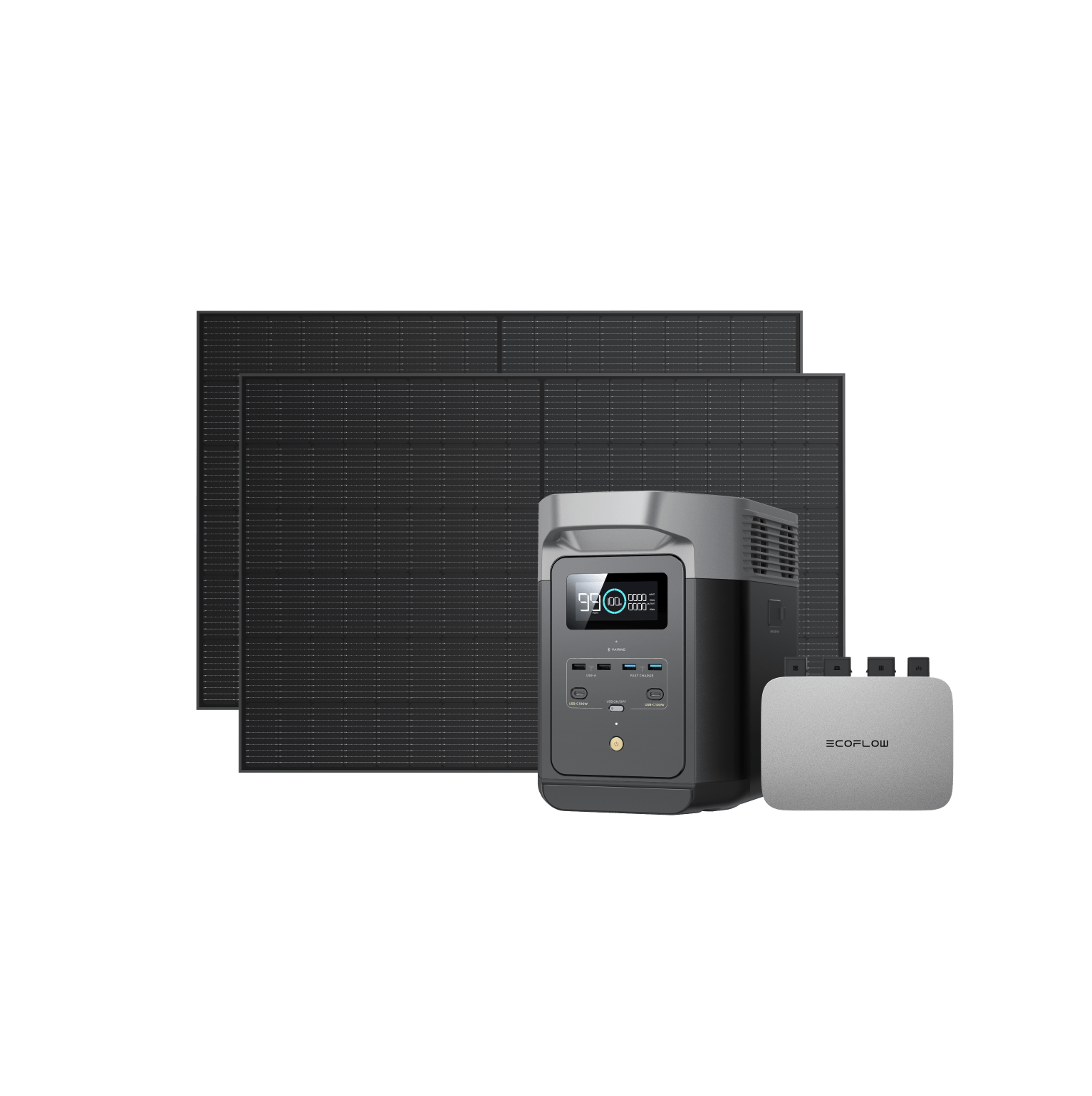 EcoFlow PowerStream Kit solar para balcones 800W - EcoFlow DELTA 2 (1 kWh) BKW Bundle EcoFlow Spain 800W + 2x 400W Panel Solar Rígido + DELTA 2 (con Cable) / 