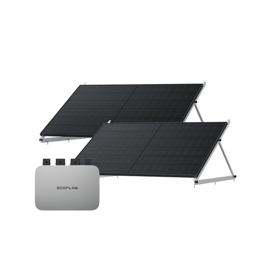 EcoFlow PowerStream Kit solar para balcones 600W/800W - EcoFlow DELTA 2 (1 kWh) BKW Bundle EcoFlow Germany 800W + 2x 400W Panel Solar Rígido (4 x Solar mounting feet) + DELTA 2 (con Cable) 2 x Soporte de montaje inclinado de 127 cm 