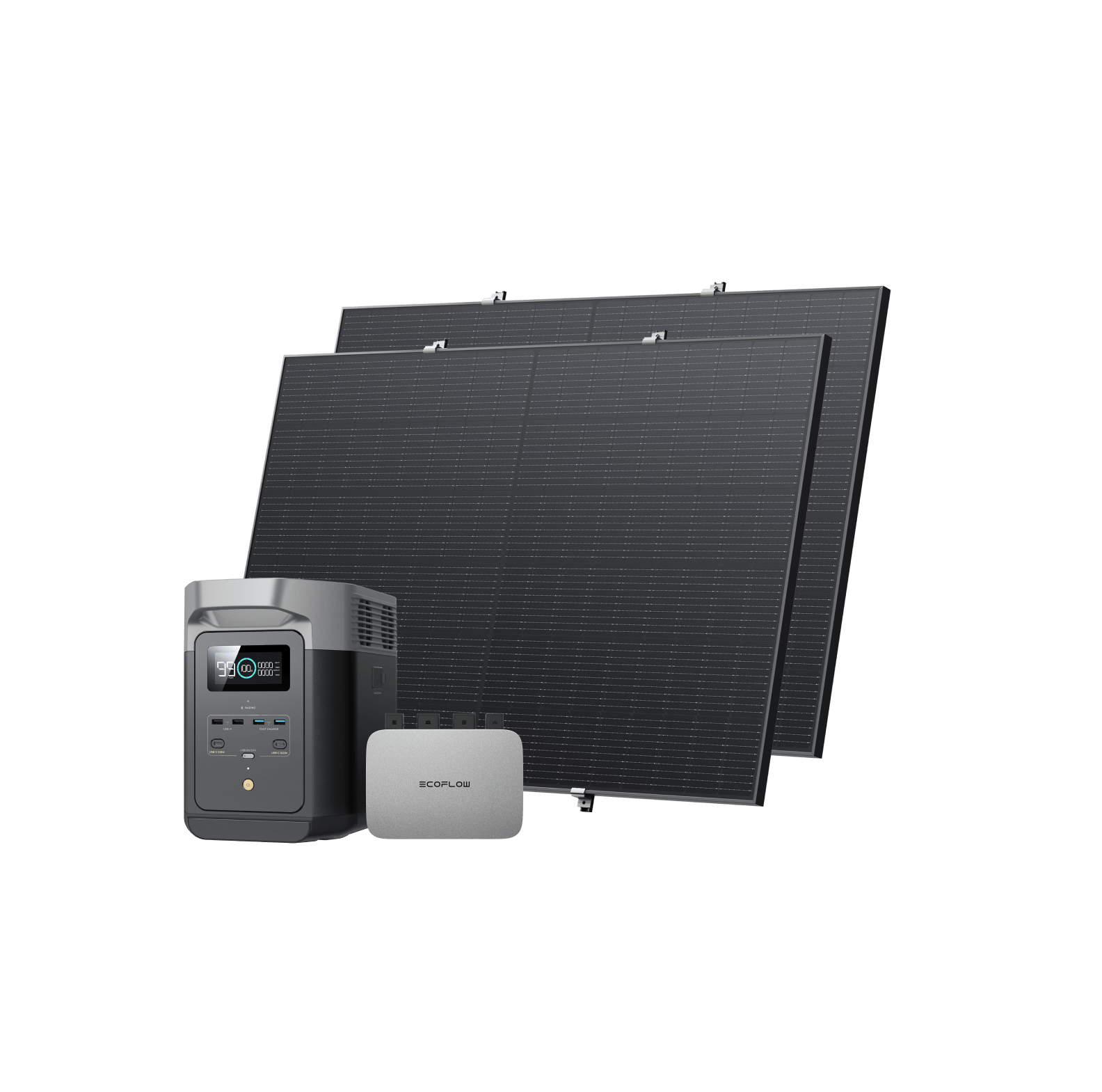 EcoFlow PowerStream Kit solar para balcones 800W - EcoFlow DELTA 2 (1 kWh) BKW Bundle EcoFlow Spain 800W + 2x 400W Panel Solar Rígido + DELTA 2 (con Cable) 2 x Kit de enganche para balcones 