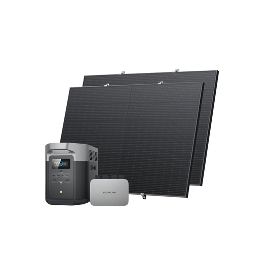 EcoFlow PowerStream Kit solar para balcones avec rangement 600W/800W - EcoFlow DELTA Max (2000) BKW Bundle EcoFlow Germany 800W + 2x 400W Panel Solar Rígido (4 x Solar mounting feet) + DELTA Max 2000 (con Cable) 2 x Kit de enganche para balcones 