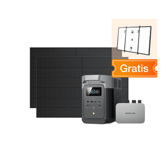 EcoFlow PowerStream Kit solar para balcones 800W - EcoFlow DELTA 2 (1 kWh) BKW Bundle EcoFlow Germany 800W + 2x 400W Panel Solar Rígido + DELTA 2 (con Cable) / 