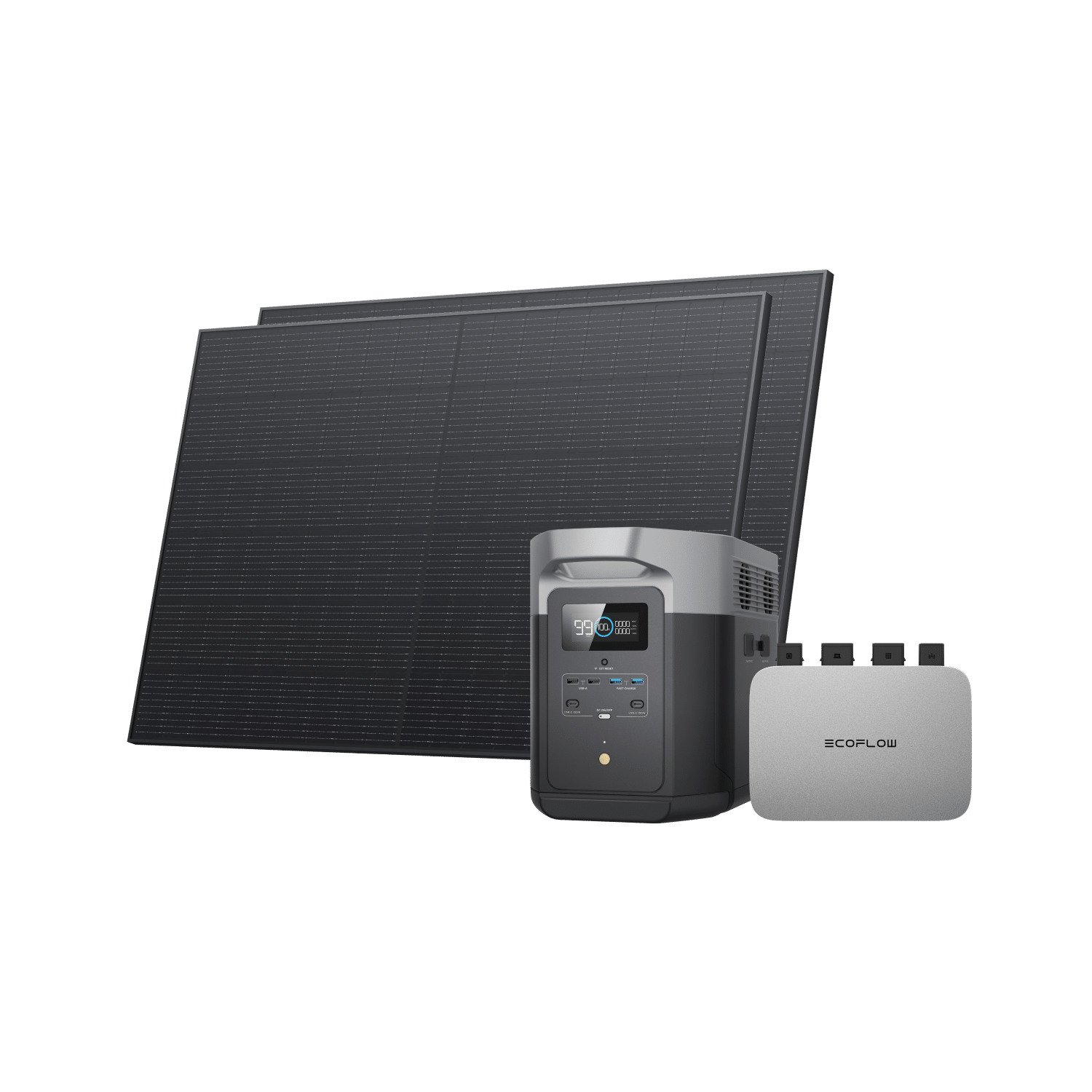 EcoFlow PowerStream Kit solar para balcones 800W - EcoFlow DELTA 2 Max (2 kWh) BKW Bundle EcoFlow Spain 800W + 2x 400W Panel Solar Rígido + DELTA 2 Max(con Cable) / 