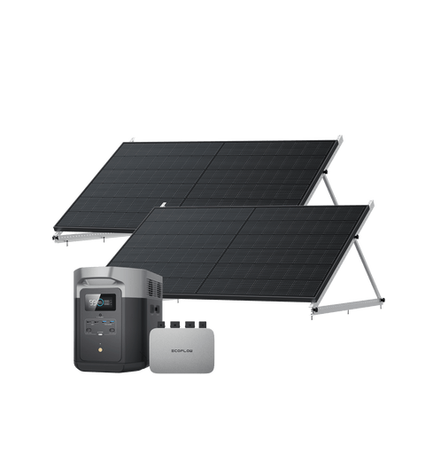 EcoFlow PowerStream Kit solar para balcones 800W - DELTA 2 Max (2 kWh) BKW Bundle EcoFlow Spain 800W + 2x 400W Panel Solar Rígido + DELTA 2 Max(con Cable) 2x 3 in 1 Soporte de montaje