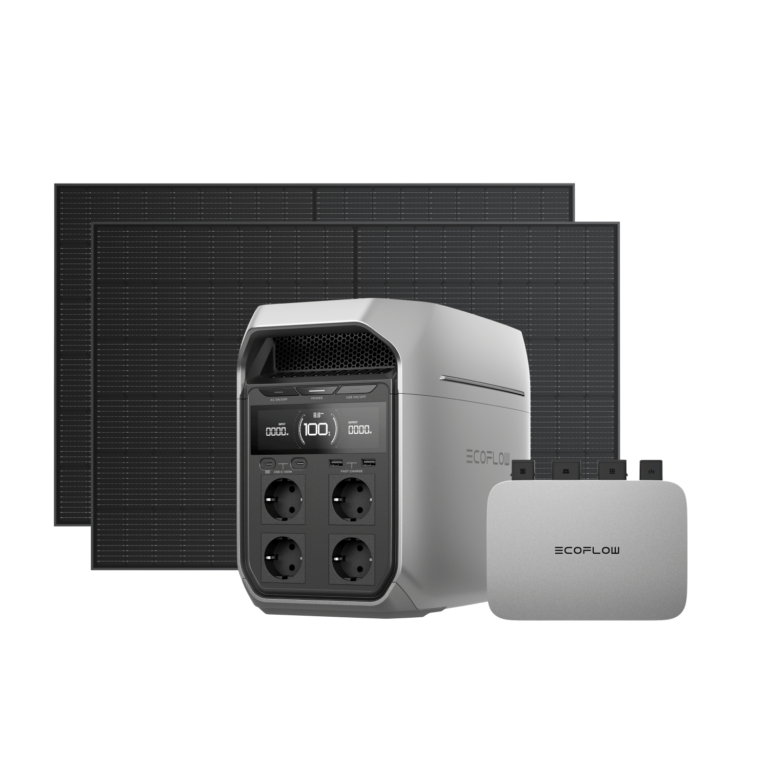 EcoFlow PowerStream Kit solar para balcones 800W - Serie DELTA 3 BKW Bundle EcoFlow Spain 800W + 2x 400W Panel Solar Rígido + DELTA 3 Plus (con Cable) /