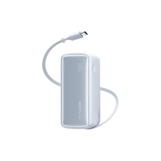 EcoFlow RAPID Power Bank (10K, 45W, Retractable Cable) Azul claro