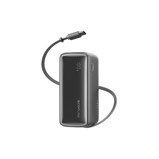 EcoFlow RAPID Power Bank (10K, 45W, Retractable Cable) Negro