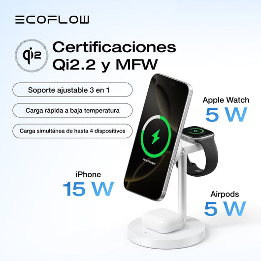 EcoFlow Soporte de carga inalámbrica EcoFlow RAPID Mag Qi2 (3 en 1)