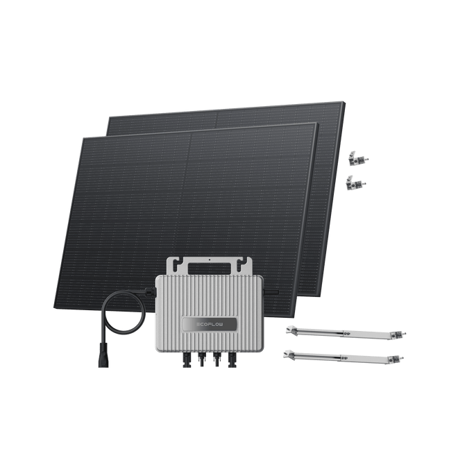 Kit Solar para Fachada Ajustable EcoFlow STREAM BKW II EcoFlow Fachada de 50º (800 Wp) 2 paneles solares rígidos de 400 W + Microinversor STREAM Soporte ajustable - Fachada
