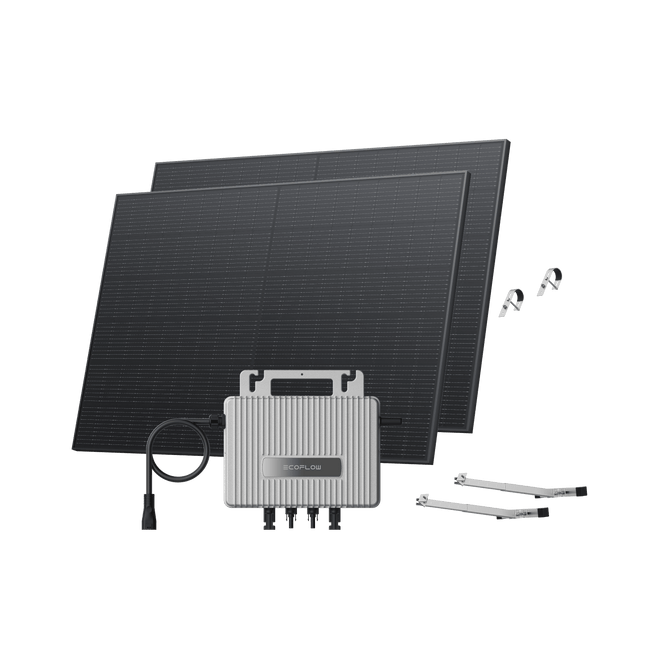 Kit Solar para Balcón EcoFlow STREAM BKW II EcoFlow Balcón con baranda de enrejado (800 Wp) 2 paneles solares rígidos de 400 W + Microinversor STREAM Soporte - Balcón de hormigón