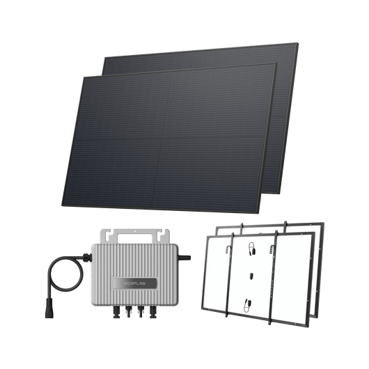 Kit Solar para Balcón EcoFlow STREAM BKW II EcoFlow Balcón con baranda de enrejado (900 Wp) 2 paneles solares rígidos de 450 W + Microinversor STREAM Kit de enganches - Balcón de celosía