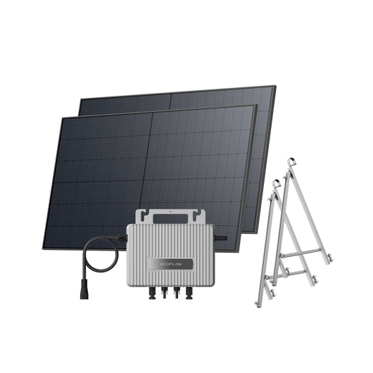 Kit Solar para Balcón EcoFlow STREAM BKW II EcoFlow Balcón con baranda de enrejado (500 Wp) 2 paneles solares rígidos de 520 W + Microinversor STREAM Soporte - Balcón de celosía