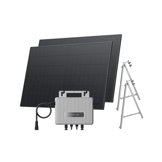 Kit Solar para Balcón EcoFlow STREAM BKW II EcoFlow Balcón con baranda de cemento (800 Wp) 2 paneles solares rígidos de 400 W + Microinversor STREAM Soporte - Balcón semiabierto