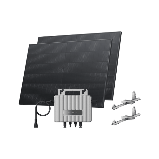 Kit Solar para Tejado EcoFlow STREAM BKW II EcoFlow Tejado plano (800 Wp) 2 paneles solares rígidos de 400 W + Microinversor STREAM Soporte - Tejado plano