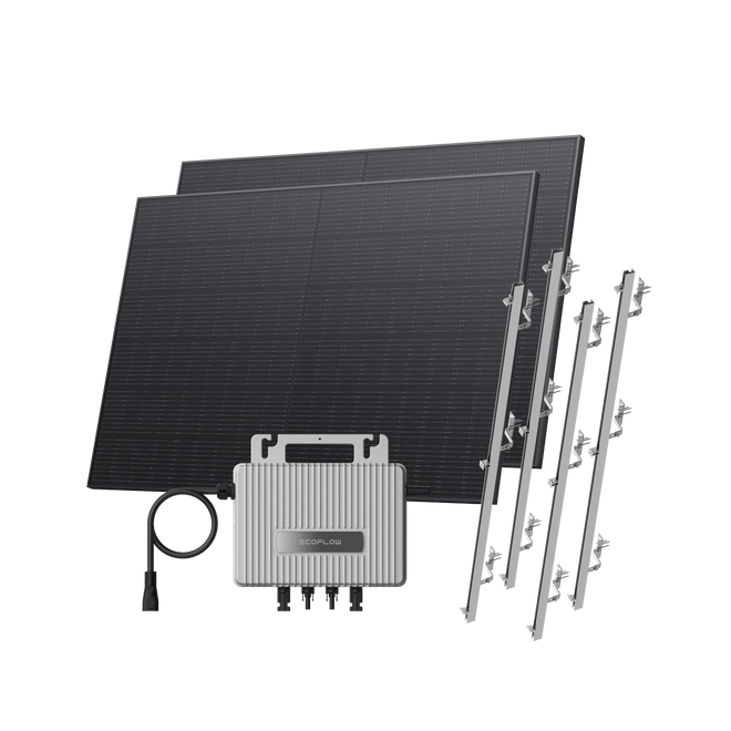 Kit Solar para Tejado EcoFlow STREAM BKW II EcoFlow Tejado en pendiente (800 Wp) 2 paneles solares rígidos de 400 W + Microinversor STREAM Soporte - Tejado inclinado