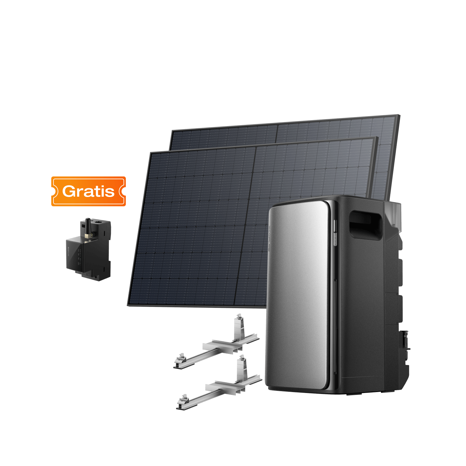 EcoFlow STREAM Ultra/Pro EcoFlow ES STREAM Pro 2 paneles solares rígidos de 520 W + Medidor inteligente + 2 Soporte Tejado plano