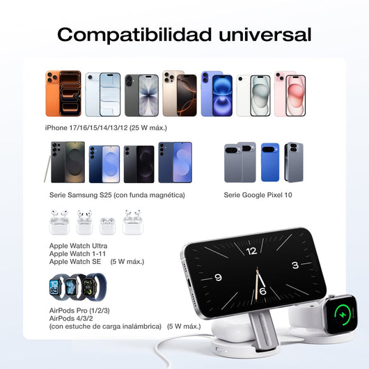 Estación de Carga Inalámbrica EcoFlow RAPID Mag Qi2.2 (3-en-1 Plegable)