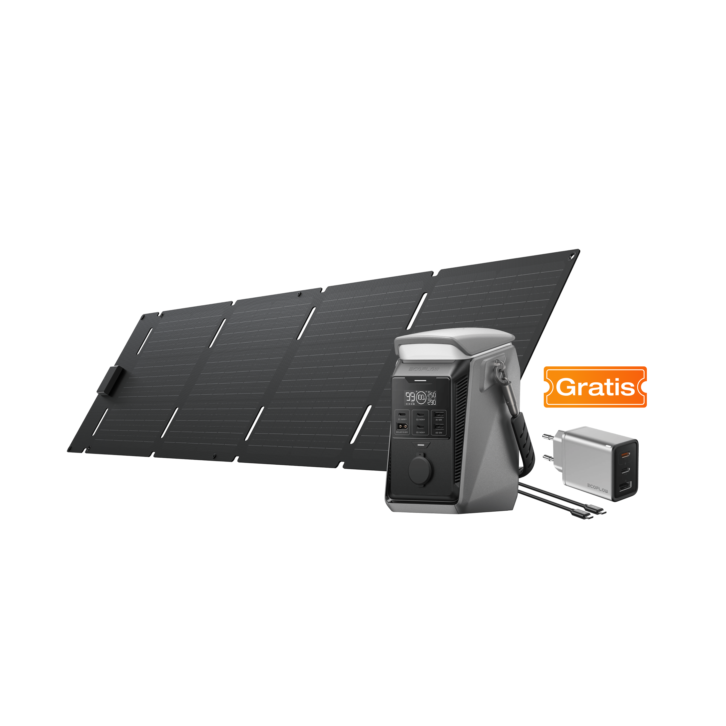 Estación de energía portátil de serie EcoFlow TRAIL DC EcoFlow ES TRAIL Plus 300 DC+Panel Solar Portátil de 60 W (Tipo-C)