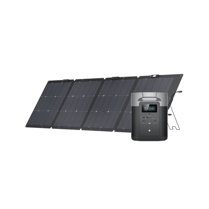 Estación de Energía Portátil EcoFlow DELTA Max Portable Power EcoFlow 2000 + Panel solar portátil bifacial NextGen de 220 W