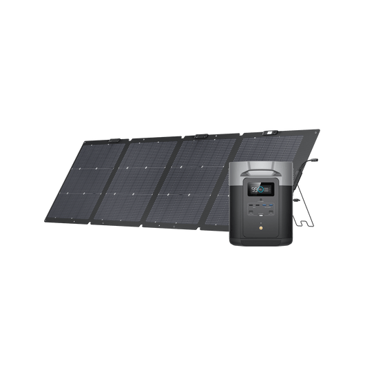Estación de Energía Portátil EcoFlow DELTA Max Portable Power EcoFlow 2000 + Panel solar portátil bifacial NextGen de 220 W