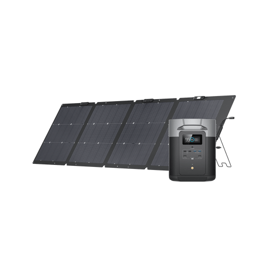 Estación de Energía Portátil EcoFlow DELTA Max Portable Power EcoFlow 2000 + Panel solar portátil bifacial NextGen de 220 W